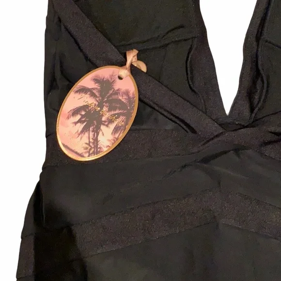Ted Baker London Black Ralinda Low Cut Halter Swim Bathing Suit Womens 5 12 NWT - Picture 6 of 11